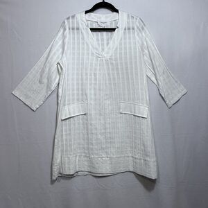 Pomander Place Tuckernuck White Mini Carolina Cotton Caftan Dress Women's M